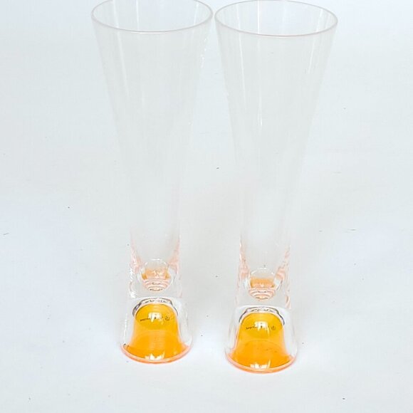 VEUVE CLICQUOT Acrylic Tumblers PAIR Champagne Flutes ATTRACTIVE BASE - Picture 4 of 5